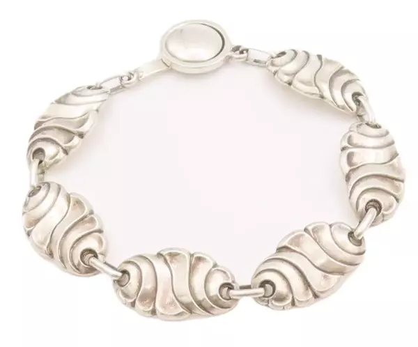 925 Sterling Silver Vintage Bracelet CARL RUOPOLI Swirly Design Carved BT10476.