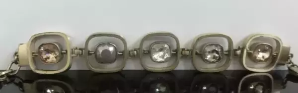 Brass Crystal Chunky Modernist Bracelet. Brass Crystal Chunky Modernist Bracelet.