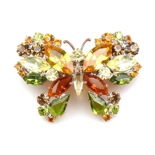 Butterfly brooch with colorful crystals