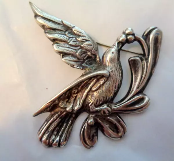 CARL RUOPOLI ART DECO STERLINGBIRD BROOCH, W, FLOWER BROOCH.