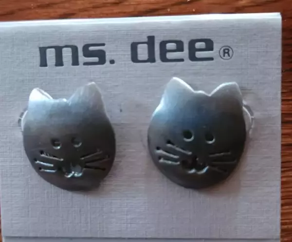 Cat Earrings Pierced Ear Animal Lover Jewelry.