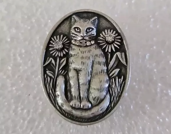 Cat Pin Earrings And Necklace Set.