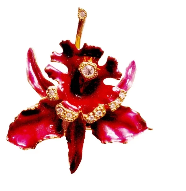 Enamel brooch Orchid with Swarovski crystals Enamel brooch Orchid with Swarovski crystals