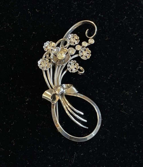 Floral Spray Art Deco MCM A Regal PIN Jewelry Glass