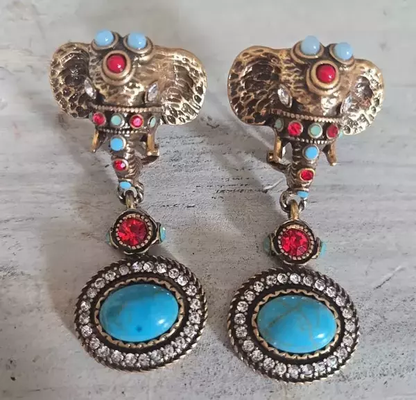 Forstner & Co. Vintage Elephant Earrings Gold Plated