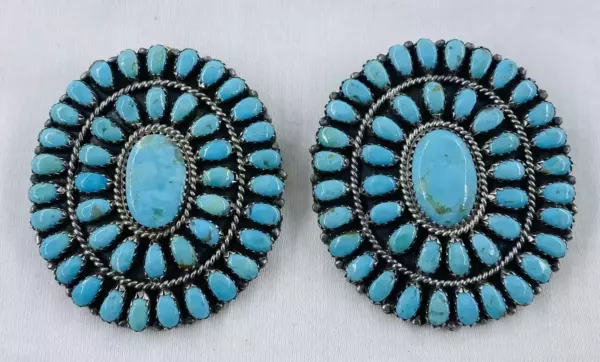 Larry Moses Begay Navajo Sterling Turquoise Earrings Petit Point 2 32.4 Grams. Larry Moses Begay Navajo Sterling Turquoise Earrings Petit Point 2 32.4 Grams.