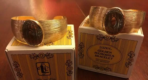 Lot of 2 Vintage Luzier Golden Memories Locket Bracelet 1960’s Original Box Rare Lot of 2 Vintage Luzier Golden Memories Locket Bracelet 1960’s Original Box Rare