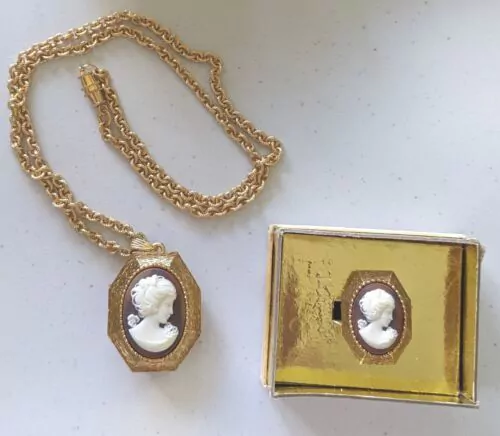 Luzier Cameo Solid Perfume Collecting Necklace Locket & Matching Ring Luzier Cameo Solid Perfume Collecting Necklace Locket & Matching Ring