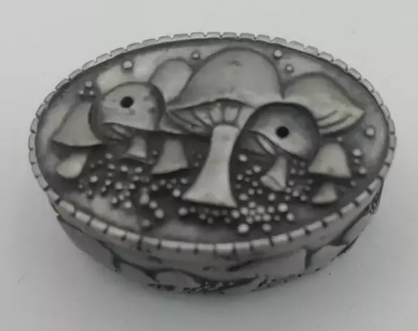 Mushy Mushroom trinket Box Pendant Pinback Brooch.