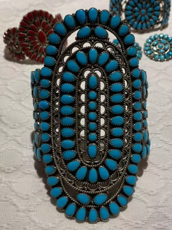 Native American Huge Navajo Larry Moses Begay Sterling Silver Turquoise Bracelet. Native American Huge Navajo Larry Moses Begay Sterling Silver Turquoise Bracelet.