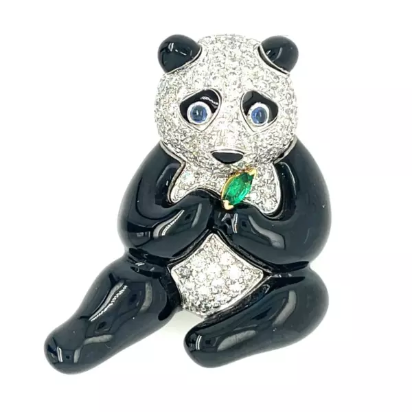 Oscar Heyman Platinum Panda Brooch 1.73 ct Diamond Facsimile Certificate Oscar Heyman Platinum Panda Brooch 1.73 ct Diamond Facsimile Certificate