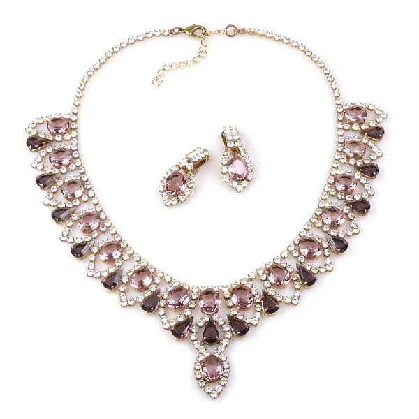 Pink necklace and earrings