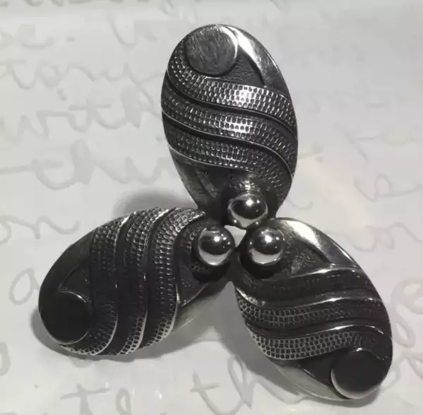 Rare CARL RUOPOLI Black Starr & Gorham Modernist 925S Machine Age Brooch 10.1g.