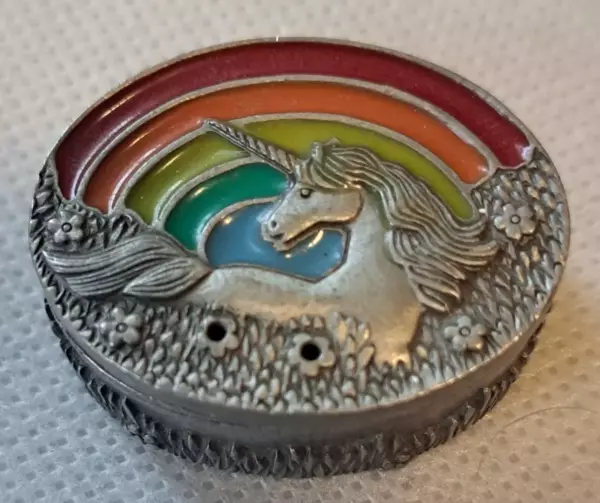 UNICORN RAINBOW TRINKET BOX BROOCH NECKLACE