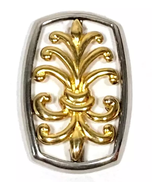 VINTAGE DARIA 2 TONE GOLD & SILVER FLUEUR DE LIS BROOCH. VINTAGE DARIA 2 TONE GOLD & SILVER FLUEUR DE LIS BROOCH.