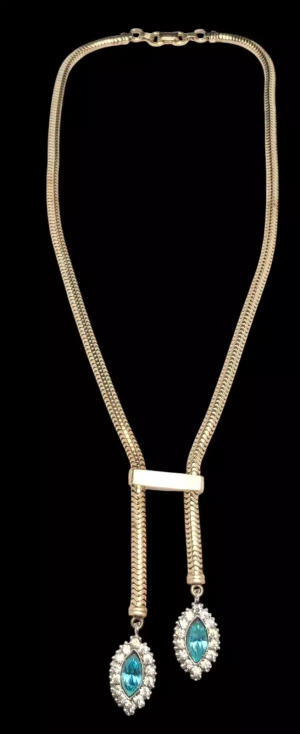 VTG Forstner 12K Yellow Gold Filled Rhinestone Snake Chain 16” Choker Necklace