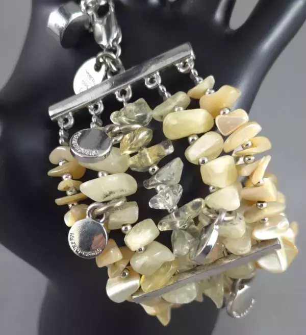 Vintage Dyrberg Kern Bracelet Chunky 5 Strand Boho Mixed Stone Abalone & Charms. Vintage Dyrberg Kern Bracelet Chunky 5 Strand Boho Mixed Stone Abalone & Charms.