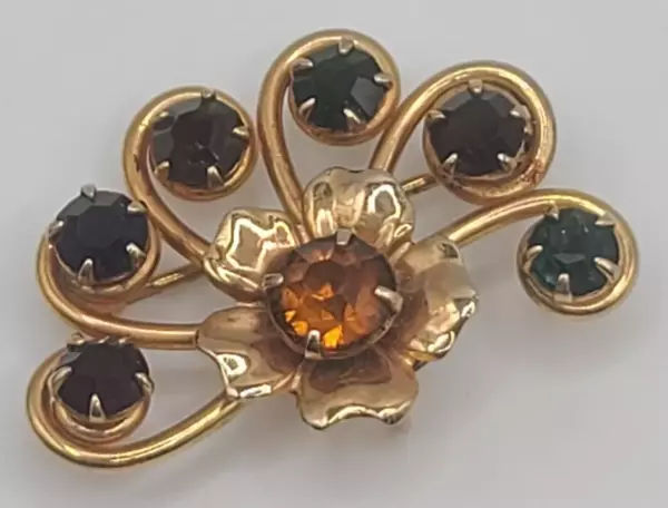 Vintage Gold Filled Brooch Rainbow Linc Flower.