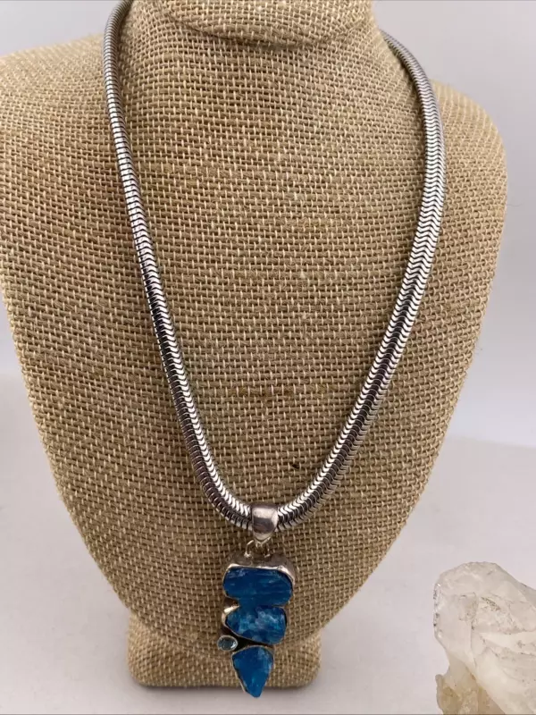 Vintage Heavy Gauge Forstner Sterling Chain With Vintage Chipped Crystal Pendant