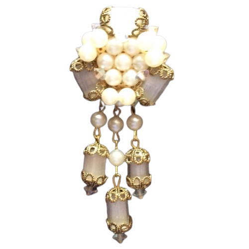 Vintage brooch Pearl with three pendants