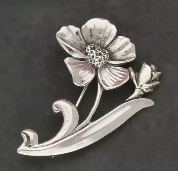 carl ruopoli sterling silver vintage black starr gorham art deco floral brooch.