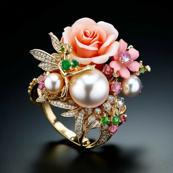 A ring with flowers and a nature motif.