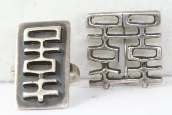 ASIAN THEME RING PIN SET CHINESE JAPAN.