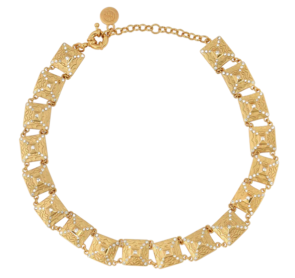 Ciara choker Brass with 14 carat yellow gold coating, crystal.