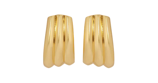 Earrings made of saturated semi matte gold.