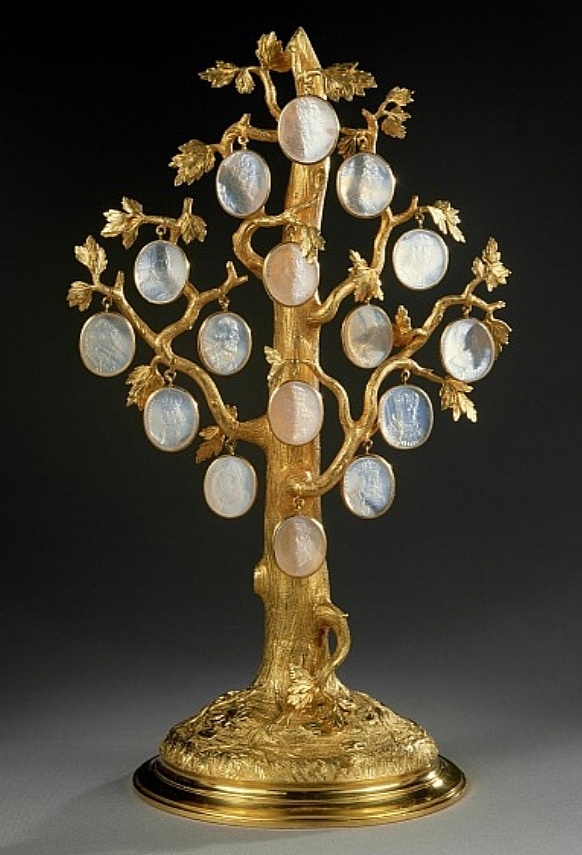 Family tree with portraits of the royal members of the House of Habsburg