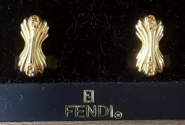 Fendi authentic gold pierced earrings vintage nos perfect.
