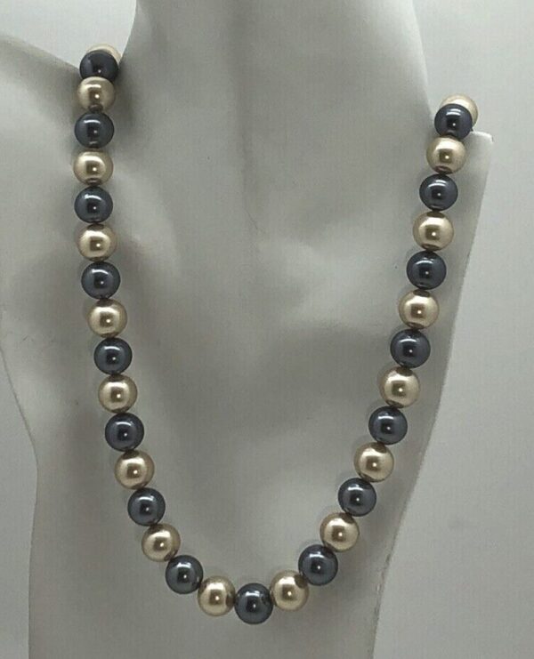 Majorca Pearl Necklace Single Strand 12 mm Off White & Tahitian Pristine. Majorca Pearl Necklace Single Strand 12 mm Off White & Tahitian Pristine.
