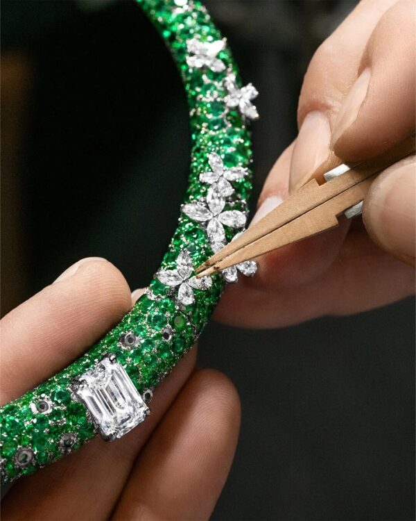 The necklace making process. The necklace making process.