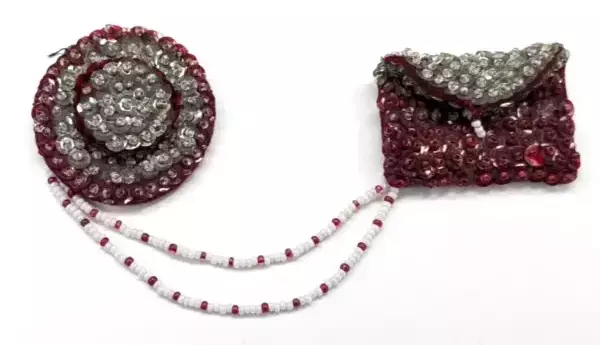 Vintage Cranberry Hand Beaded Sequin Clutch Purse & Hat Brooch Pin Handmade.