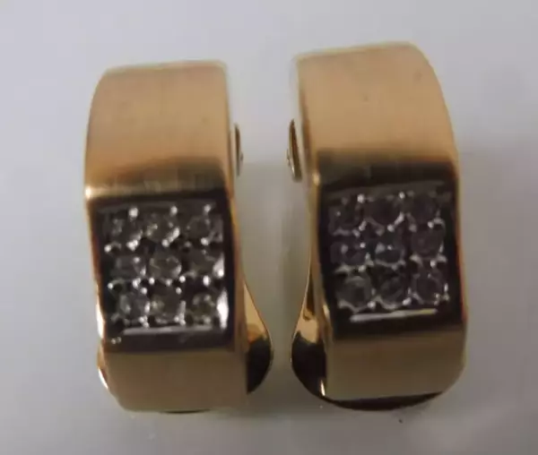 Earrings, Magnificent Plus Ohr Clips, Gold Plated with. Earrings, Magnificent Plus Ohr Clips, Gold Plated with.